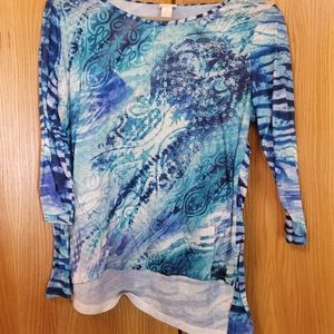 Chico's t-shirt,  sz 1, blue pattern